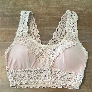 Wishlist Lace Trimmed Tan Bralette